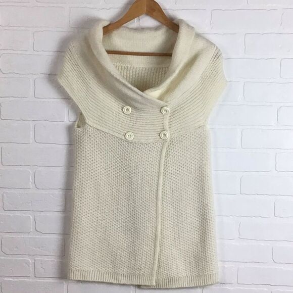 𝅺MOHAIR wool & mohair blend sweater cardigan knit double brest sleeveless - Picture 16 of 16